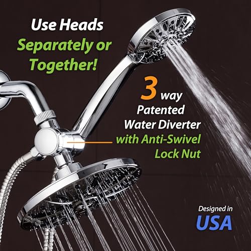 AquaDance 7" Premium High Pressure 3-Way Rainfall Combo Combines The Best of Both Worlds-Enjoy Luxurious Rain Showerhead and 6-Setting Hand Held Shower Separately or Together, Chrome - Image 5