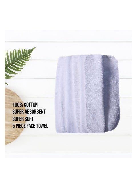 AZM 5 piece Set Velour cotton Super soft luxury face Towel Size Length 30 cm * Width 30 cm.
