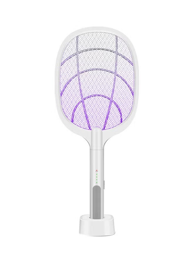 مضرب ناموس كهربائي 2 في 1 مع قاعدة ولامبة بنفسجية USB قابلة للشحن 3000 فولت – شبكة أمان ثلاثية - Image 5