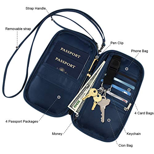 homchen RFID Blocking Family Passport Wallet Holder Waterproof, Travel Document Organizer Credit Card Clutch Bag for Men Women - Image 3