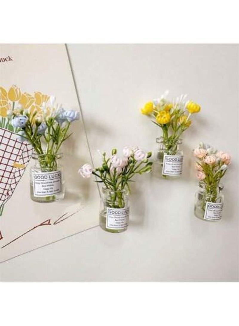 8 قطع مغناطيس ثلاجة على شكل مزهرية زهور، مغناطيس زهور، مغناطيس سبورة بيضاء للمكتب والمنزل والمطبخ - Image 5