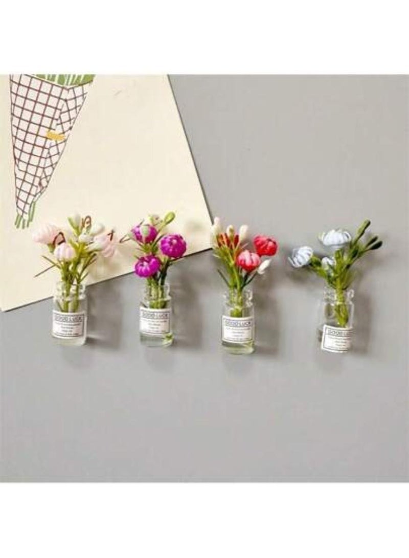 8 قطع مغناطيس ثلاجة على شكل مزهرية زهور، مغناطيس زهور، مغناطيس سبورة بيضاء للمكتب والمنزل والمطبخ - Image 4