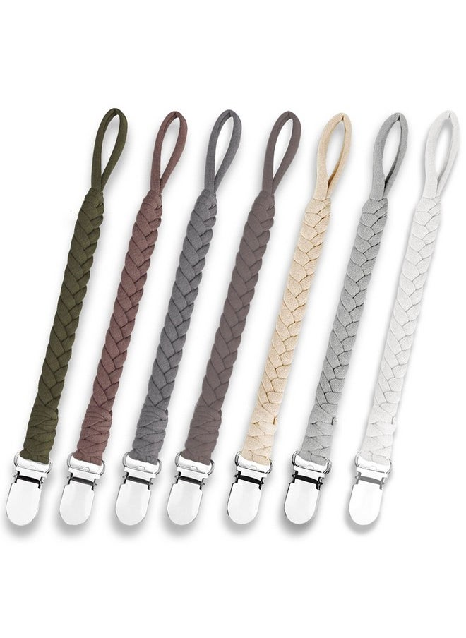 duludulu - 7 Pcs Braided Pacifier Clip Pacifier Clips For Boys & Baby Girls Pacifier Holder Clip Binky Clips Handmade Cotton Modern Unisex Pacifier Smoother Clip Fits All Pacifiers - Image 1