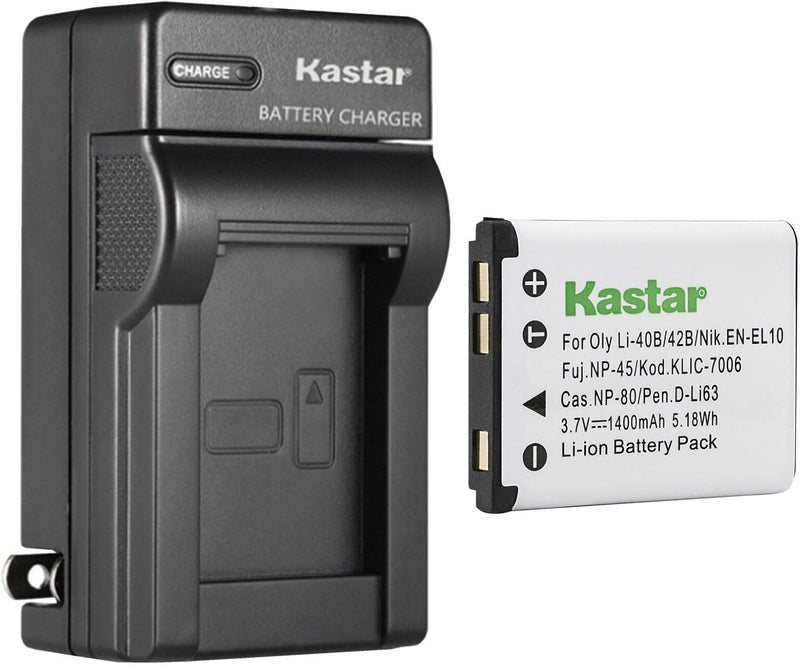 Kastar Kastar 1Pack CNP80 Battery and AC Wall Charger Replacement for Casio NP80 NP82 NP80 NP82 CNP80 CNP82 Battery Casio BC80L BC81L BC80L BC81L Charger  - Image 1