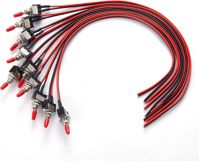 donjon VONVOFF Toggle Switch,ON/Off SPST with Pre-soldered Wires,3v/5v/12v/24v/72v/110v/220v/240v/ Mini Toggle Switches for car,Truck, Light,Test Machine,Industrial Equipment.3 Pins 2Positions,10pcs (Black) - Image 1