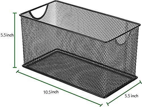 GoldOrcle Set of 3 Household Wire Mesh Metal Steel Storage Basket Organizer CD Storage Boxes Organizer Bin Container Tote with Handles for Home Office 10.5" x 5.5" x 5.5" - Image 2