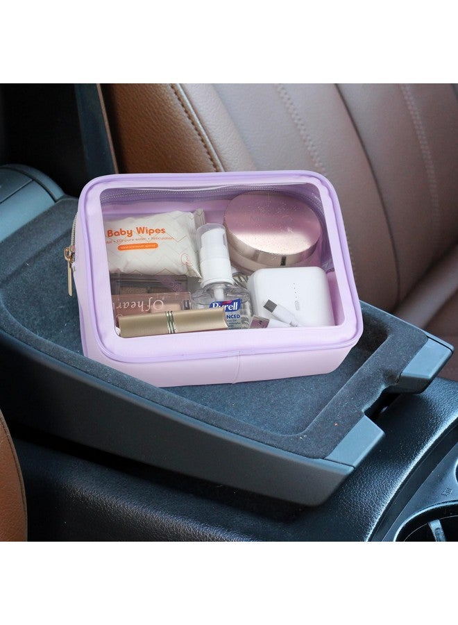 Packism Tsa Approved Toiletry Bag - Upgrade Color-Edged Clear Makeup Bag, Unique Appearance, 2 Pack Hold Lots Of Items, Reusable Clear Toiletry Bags For Travel Essentials, Purple (2 Sizes) - Image 2