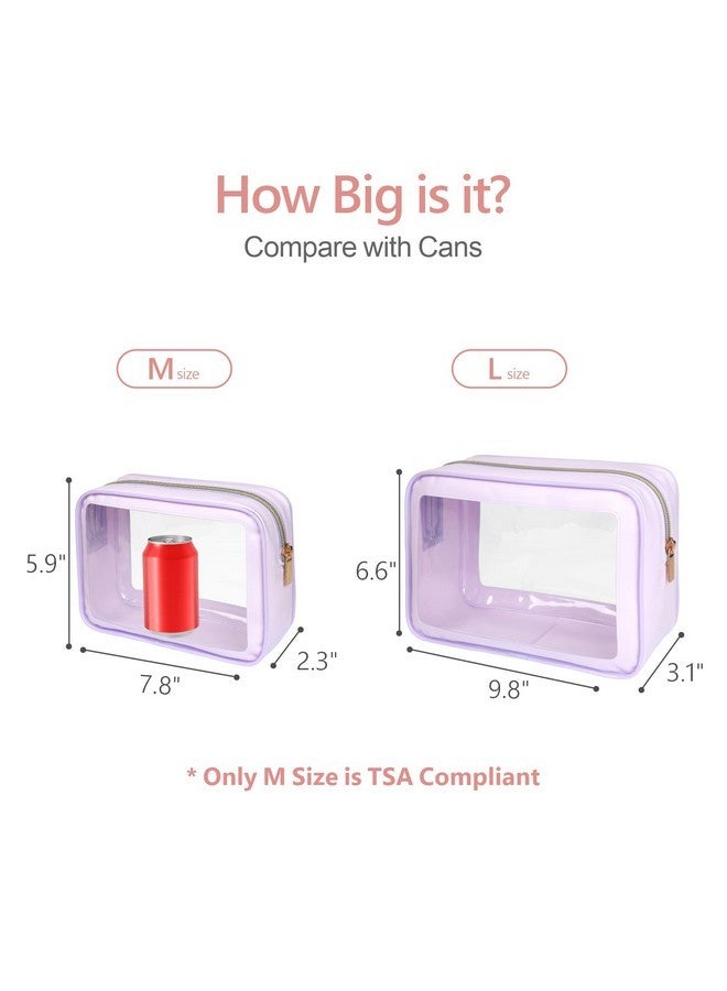 Packism Tsa Approved Toiletry Bag - Upgrade Color-Edged Clear Makeup Bag, Unique Appearance, 2 Pack Hold Lots Of Items, Reusable Clear Toiletry Bags For Travel Essentials, Purple (2 Sizes) - Image 4