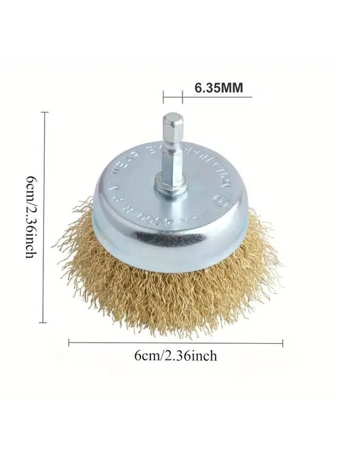 5pcs 1 4 Inch Hex Shank Wire Cup Brush Set 2 36 Inch Brass Drill Brush For Rust Removal - Image 3