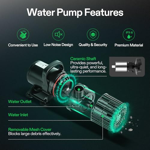 VIVOSUN 2700 GPH Submersible Water Pump, 120W Pond Pump, Ultra Quiet Aquarium Pump with 15FT. Lift Height for Pond Waterfall, Fish Tank, Statuary, or Hydroponics - Image 4