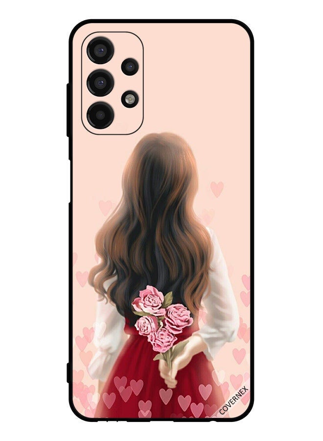 Covernex Protective Case Cover For Samsung Galaxy A13 Girl Hiding Flowers - Image 1