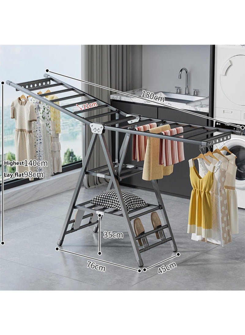 يواوليتي منشر ملابس، نشارة ملابس الملابس بثلاث طبقات، رفوف تجفيف الملابس القابلة للطي للاستخدام المنزلي (180 سم) - Image 2