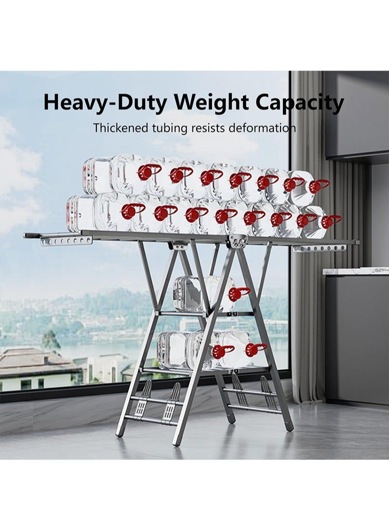 يواوليتي منشر ملابس، نشارة ملابس الملابس بثلاث طبقات، رفوف تجفيف الملابس القابلة للطي للاستخدام المنزلي (180 سم) - Image 3