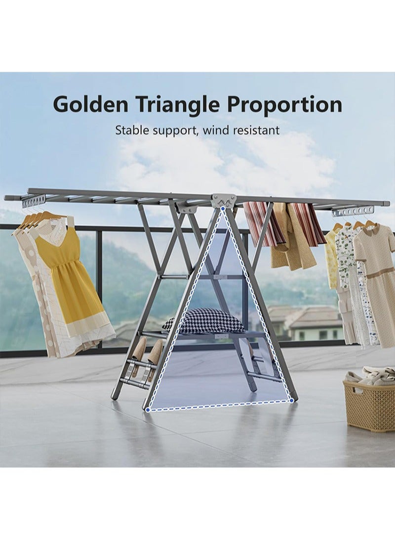 يواوليتي منشر ملابس، نشارة ملابس الملابس بثلاث طبقات، رفوف تجفيف الملابس القابلة للطي للاستخدام المنزلي (180 سم) - Image 4