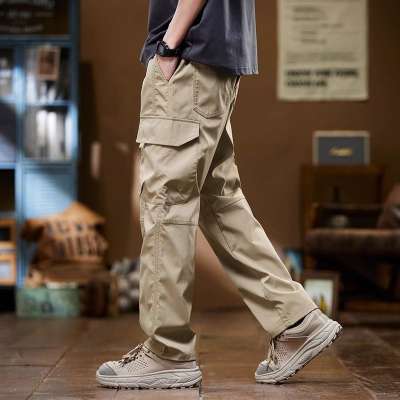 Graffiti Pants Men Korean Loose Casual Drawstring Khaki - Image 2
