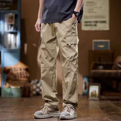 Graffiti Pants Men Korean Loose Casual Drawstring Khaki - Image 1