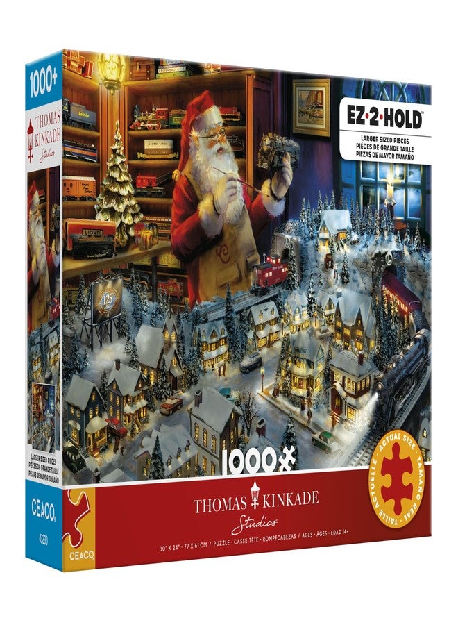 Ceaco - Thomas Kinkade - Santa's Final Touch - 1000 Piece Christmas Jigsaw Puzzle - Large, EZ2Hold Pieces - Great for Adults, Seniors, Kids - Festive Artwork, Relaxing Winter Activity - Image 1