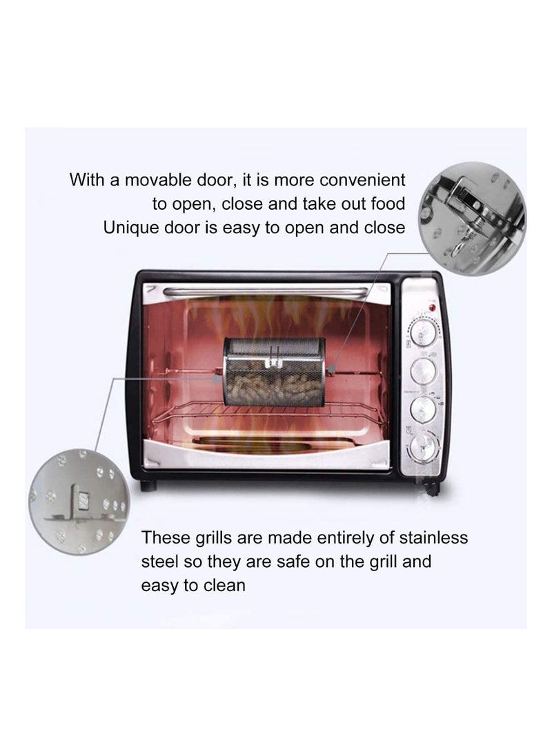 SYOSI Rotisserie Basket for Air Fryer, 360° Rotating Grill Drum, Stainless Steel Tumble Rotisserie Oven Cage for Baking Turkey, BBQ, Peanuts(14X18cm)  - Image 2