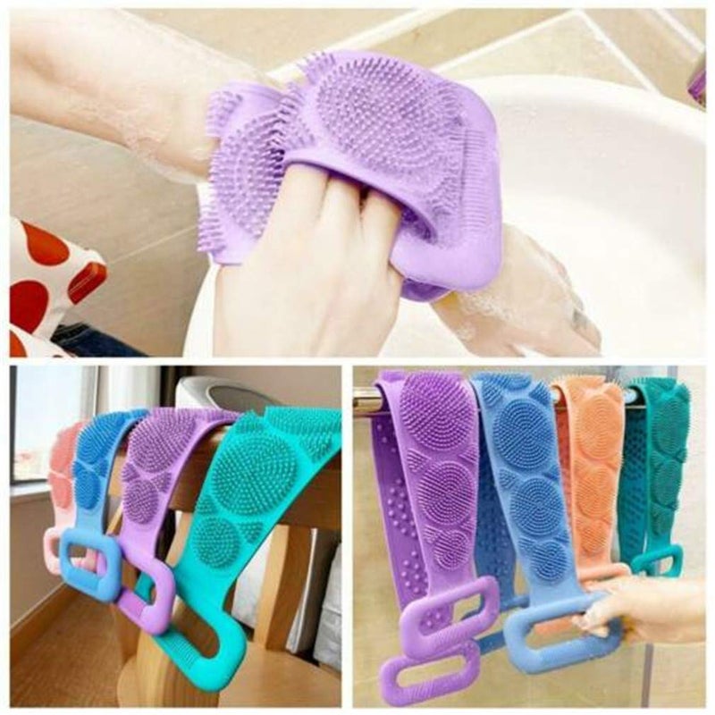 KIDINGTON Silicone Bath Body Brush Silicone Back Scrubber for Shower Silicone Shower Brush With Soft Rubbing Massage Bubble Body Cleaner and Shampoo Massager Multi ColorPack Of 4 - Image 5