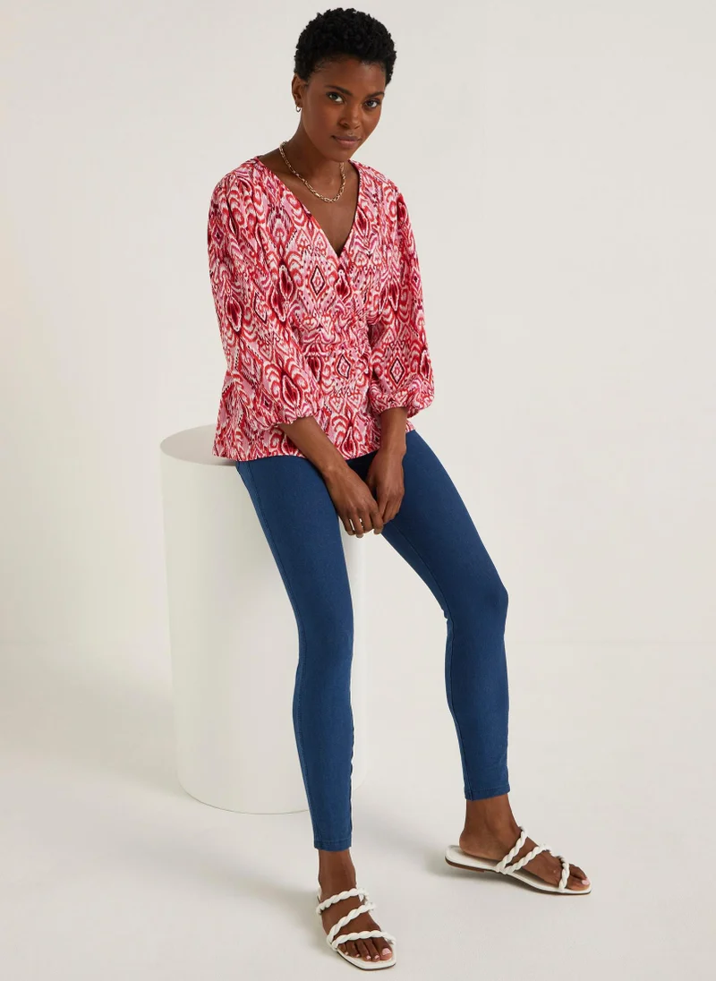 ماتلان Blue Denim Look Ankle Length Leggings