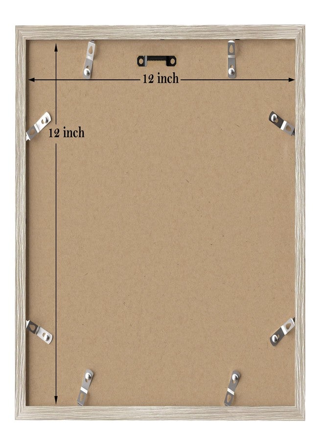eletecpro 12x12 Picture Frames Set of 9 with Mat for 8x8 Photos or without Mat for 12x12, Square Gallery Wall Decor Collage for Picture Display, Beige Drift Wood Frame Set for Wall Hanging - Image 4