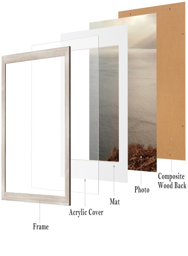 eletecpro 12x12 Picture Frames Set of 9 with Mat for 8x8 Photos or without Mat for 12x12, Square Gallery Wall Decor Collage for Picture Display, Beige Drift Wood Frame Set for Wall Hanging - Image 2