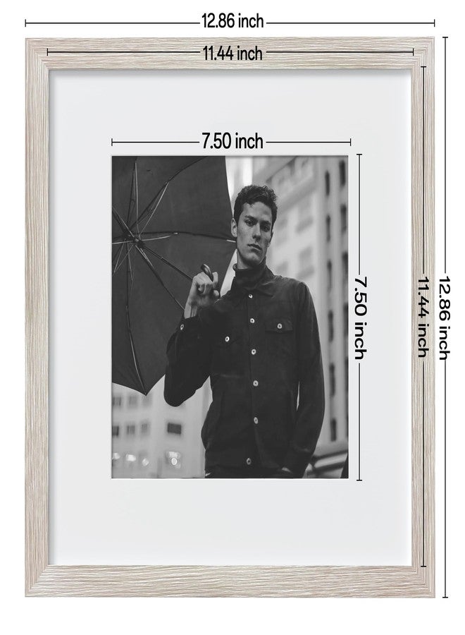 eletecpro 12x12 Picture Frames Set of 9 with Mat for 8x8 Photos or without Mat for 12x12, Square Gallery Wall Decor Collage for Picture Display, Beige Drift Wood Frame Set for Wall Hanging - Image 3