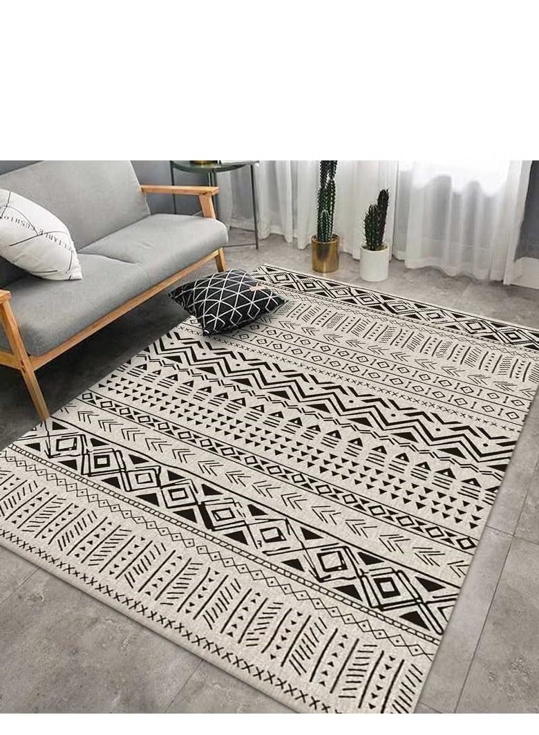Printed Floor Carpet Polypropylene Off White/Black 140x200cm - Image 1