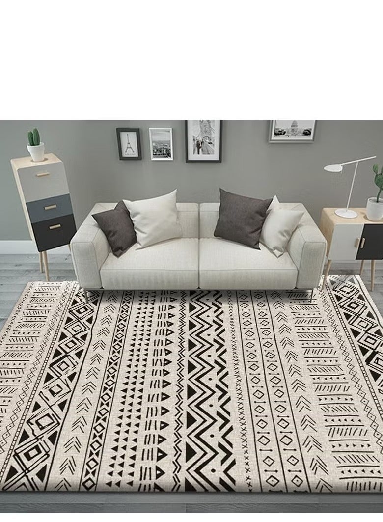 Printed Floor Carpet Polypropylene Off White/Black 140x200cm - Image 3