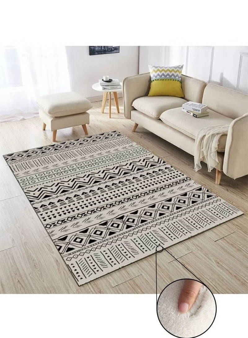 Printed Floor Carpet Polypropylene Off White/Black 140x200cm - Image 2