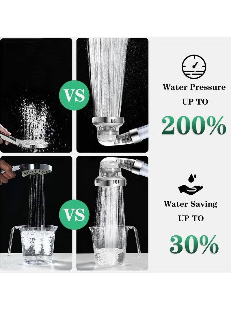 Beauenty 3 Modes High Pressure Handheld Showerhead, Water Saving Filtered Shower Head with 3 Pcs PP Cotton Filter and Filter Stones - Image 3