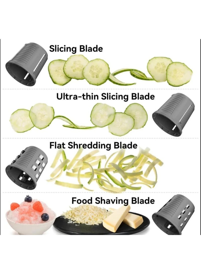 Electric Vegetable Slicer Cordless Rechargeable | Handheld Salad Shooter 2500mAh | 4 Interchangeable Blades Rotary Grater | USB Type-C Food Chopper & Cheese Grater 40W Motor - Image 4