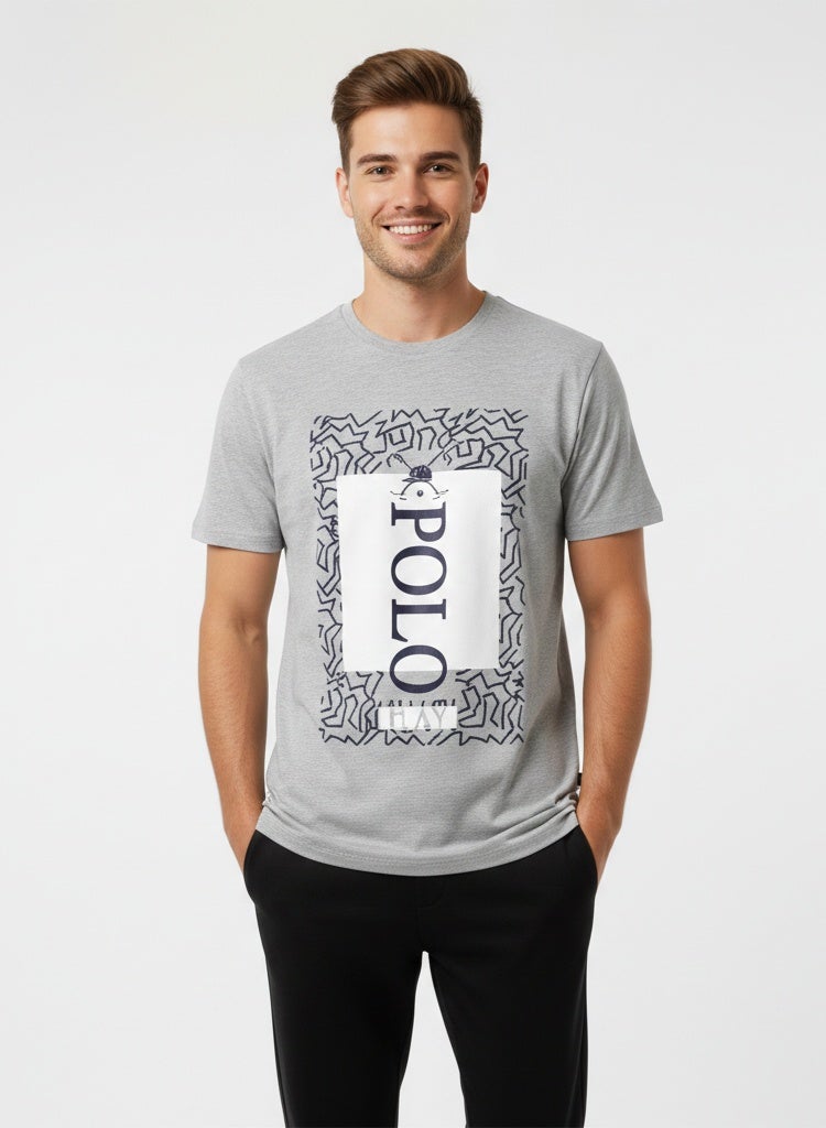 Polo Play Mens Graphic T-shirt -GREY (S) - Image 1