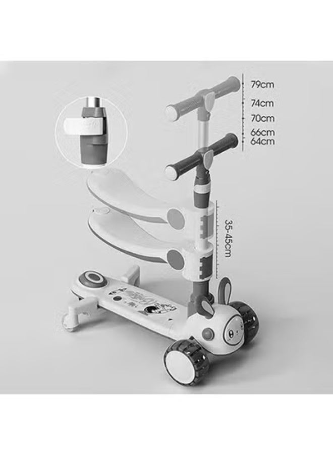 KLNAMAEAAN 4-in-1 Adjustable Folding Plastic Children's Scooter with Music and Flashing Lights - Sit and Push Option, Ideal for Early Development and Fun Rides - Image 3