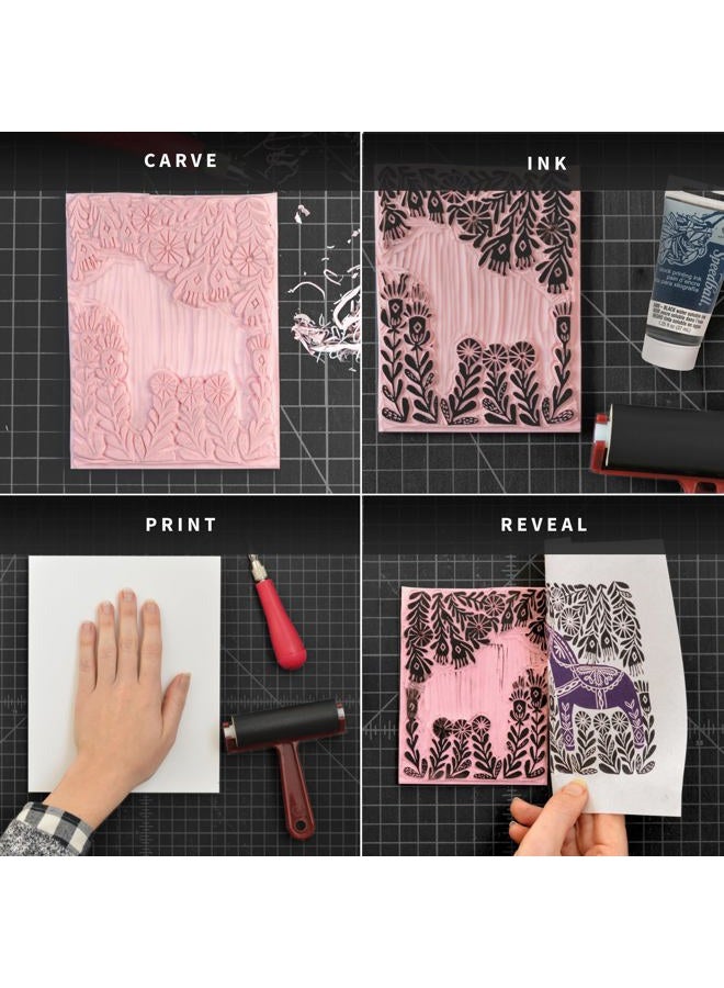 Speedball 3471 Super Value Block Printing Starter Kit – Includes Ink, Brayer, Lino Handle and Cutters, Speedy-Carve - Image 4
