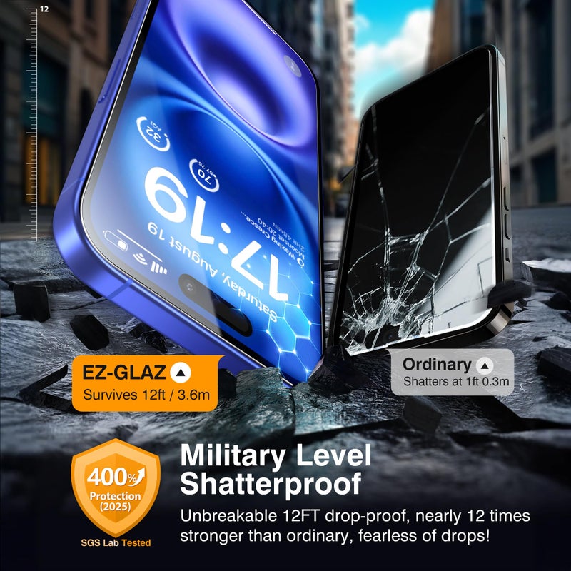 EZ-GLAZ- 4 Pack for iPhone 16 Screen Protector [6.1"] With 2 Pack Camera Lens Protector, 9H+ Hardness 12FT Military Grade Shatterproof Scratch Resistant Durable Tempered Glass Film with Flawless Fit Kit, HD Clear - Image 5