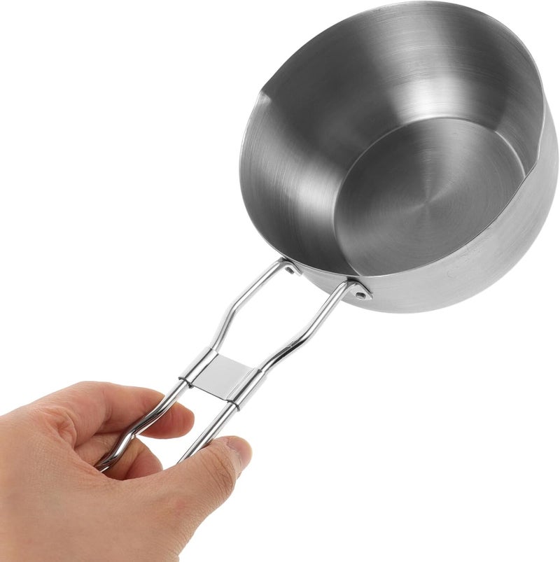Homoyoyo Portable Stainless Steel Saucepan Small Cooking Pot with Handle 430 Stainless Steel Oil Boil Pot for Outdoor Cooking and Home Use - Image 4