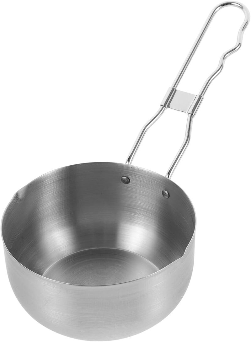 Homoyoyo Portable Stainless Steel Saucepan Small Cooking Pot with Handle 430 Stainless Steel Oil Boil Pot for Outdoor Cooking and Home Use - Image 1