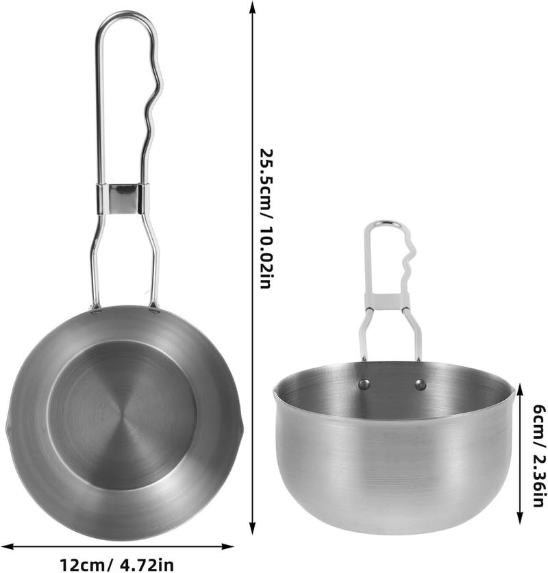 Homoyoyo Portable Stainless Steel Saucepan Small Cooking Pot with Handle 430 Stainless Steel Oil Boil Pot for Outdoor Cooking and Home Use - Image 2