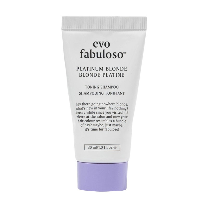 EVO Fabuloso - Platinum Blonde Toning Shampoo - Refreshes and revives colored hair - Purple Shampoo to Extended Life of Color - Treated Blonde Hair Travel Size, 30ml / 1.01fl.oz - Image 1