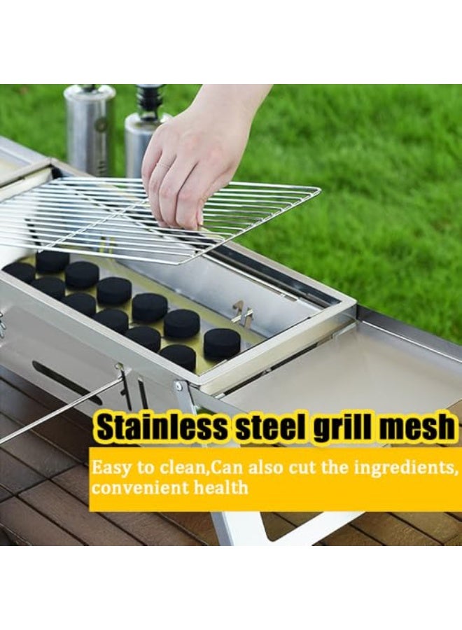 والالا شواية محمولة قابلة للطي الفوري - منطقة طهي مزدوجة من الفولاذ المقاوم للصدأ، خفيفة الوزن 3 كجم مع حقيبة حمل للتخييم والطهي في الفناء الخلفي والخارجي، فضي - Image 5