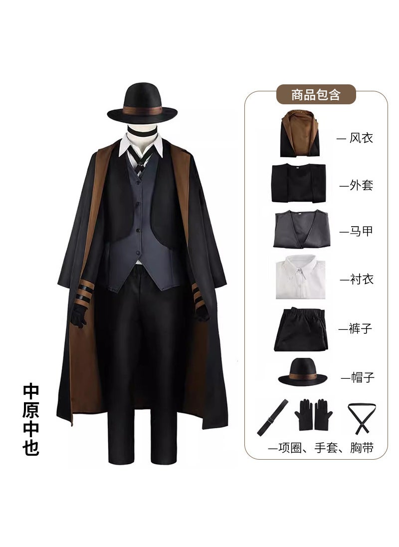 Generic - WuHaoWo Dog Cosplay Costume With XieYao Crystal GaoZhuo Middle Kingdom Cosplay Clothing Secondary Anime Unique Special Purpose C Central Plains (pants + shirt + vest + Coat + trench coat + hat + chest strap + collar) - Image 1