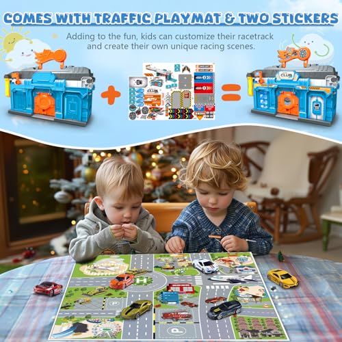 ANSEE Race Tracks for Kids Ages 35 Racing Car Toys Set with Foldable 2 Layer Track and 6 Alloy Race Cars for Toddlers Boys Best Birthday Xmas Gifts for Kids Age 3 4 5 6 Years Old Blue - Image 5