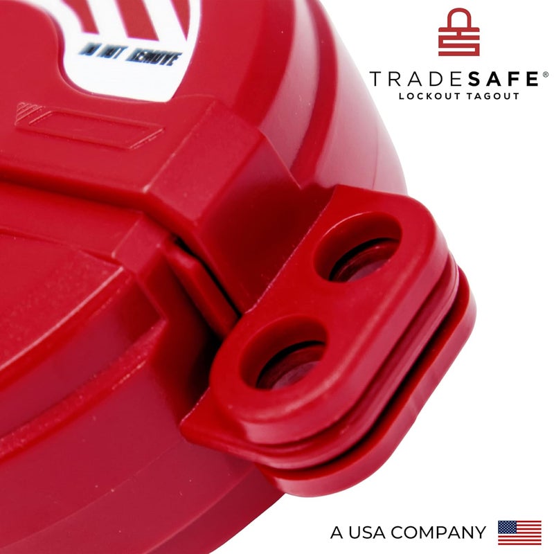 TRADESAFE Gate Valve Lockout - Red Lockout Tagout Valve for 1 inch to 2-1/2 inch Diameter Valve Handles, Impact Resistant Water Faucet Lock, Gas and Propane Tank Lock - Image 5