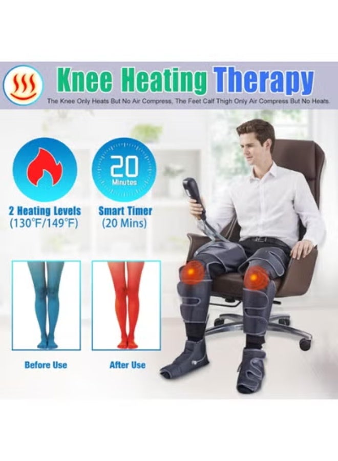 Professional Leg Massager with Air Compression & Heat - 4-in-1 Foot Calf Thigh Knee Massager for Circulation & Pain Relief - Customizable with 4 Modes & 4 Intensities - Image 3