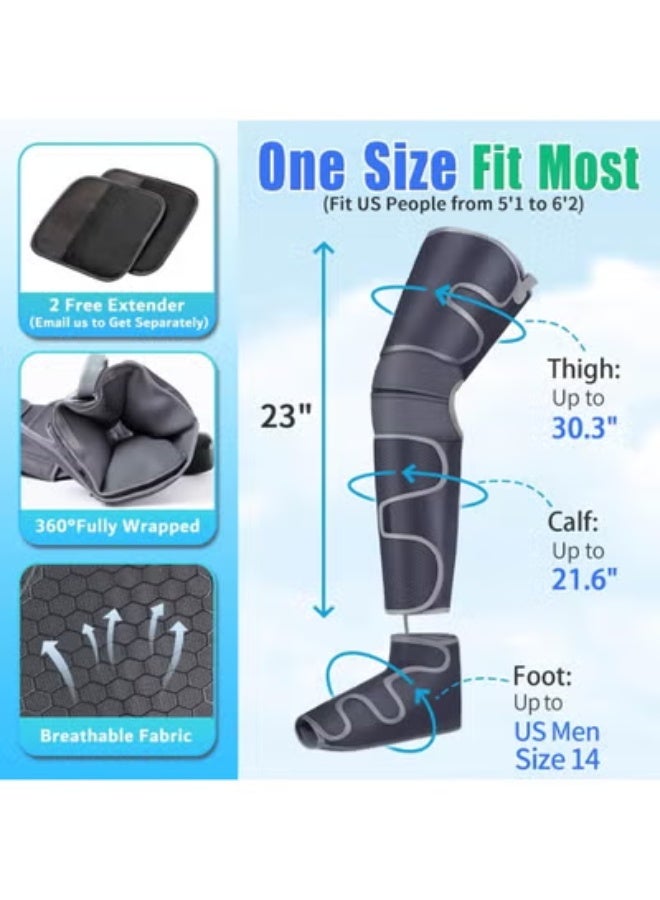 Professional Leg Massager with Air Compression & Heat - 4-in-1 Foot Calf Thigh Knee Massager for Circulation & Pain Relief - Customizable with 4 Modes & 4 Intensities - Image 5
