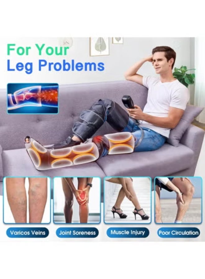 Professional Leg Massager with Air Compression & Heat - 4-in-1 Foot Calf Thigh Knee Massager for Circulation & Pain Relief - Customizable with 4 Modes & 4 Intensities - Image 4