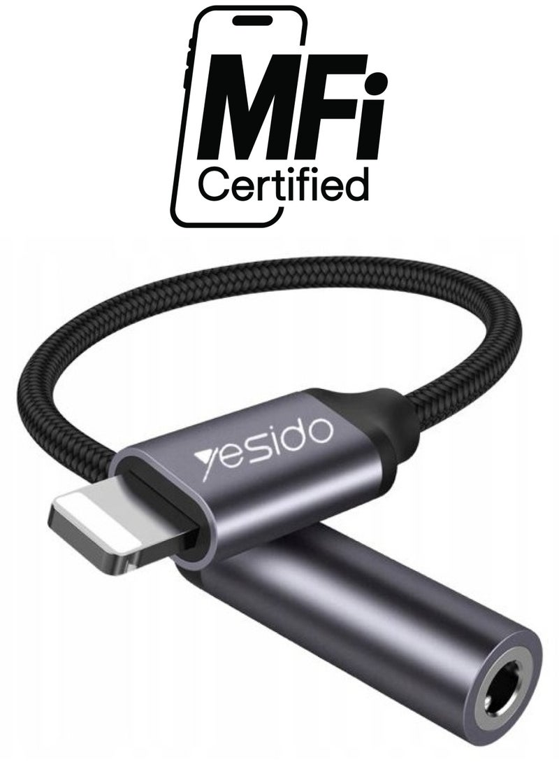 Yesido - Yesido Audio Cable AUX 3.5MM Lightning To Headphone Adapter 3.5millimeter Black - Image 1