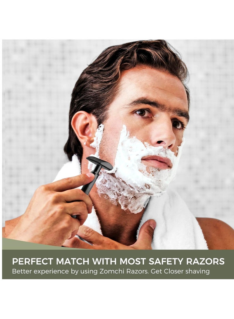 Zomchi Double Edge Razor Blades 2.0, 100 Counts Safety Razor Blades for Shaving, Platinum Stainless Steel Shaving Blades for Men and Women, Fits All Standard Double Edge Razors - Image 3