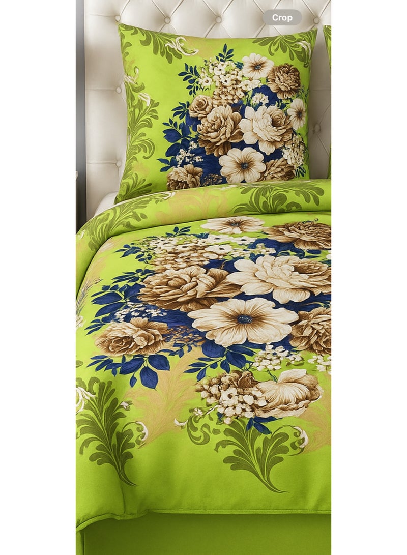 3 Pieces Flat Bedsheet Set with Floral Pattern King Size Bed Pillow Cover Set with 1 Bedsheet  2 Pillow - Image 4